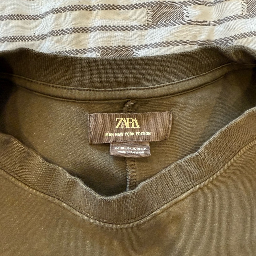 Zara Men’s Olive Green Sweatshirt Tee